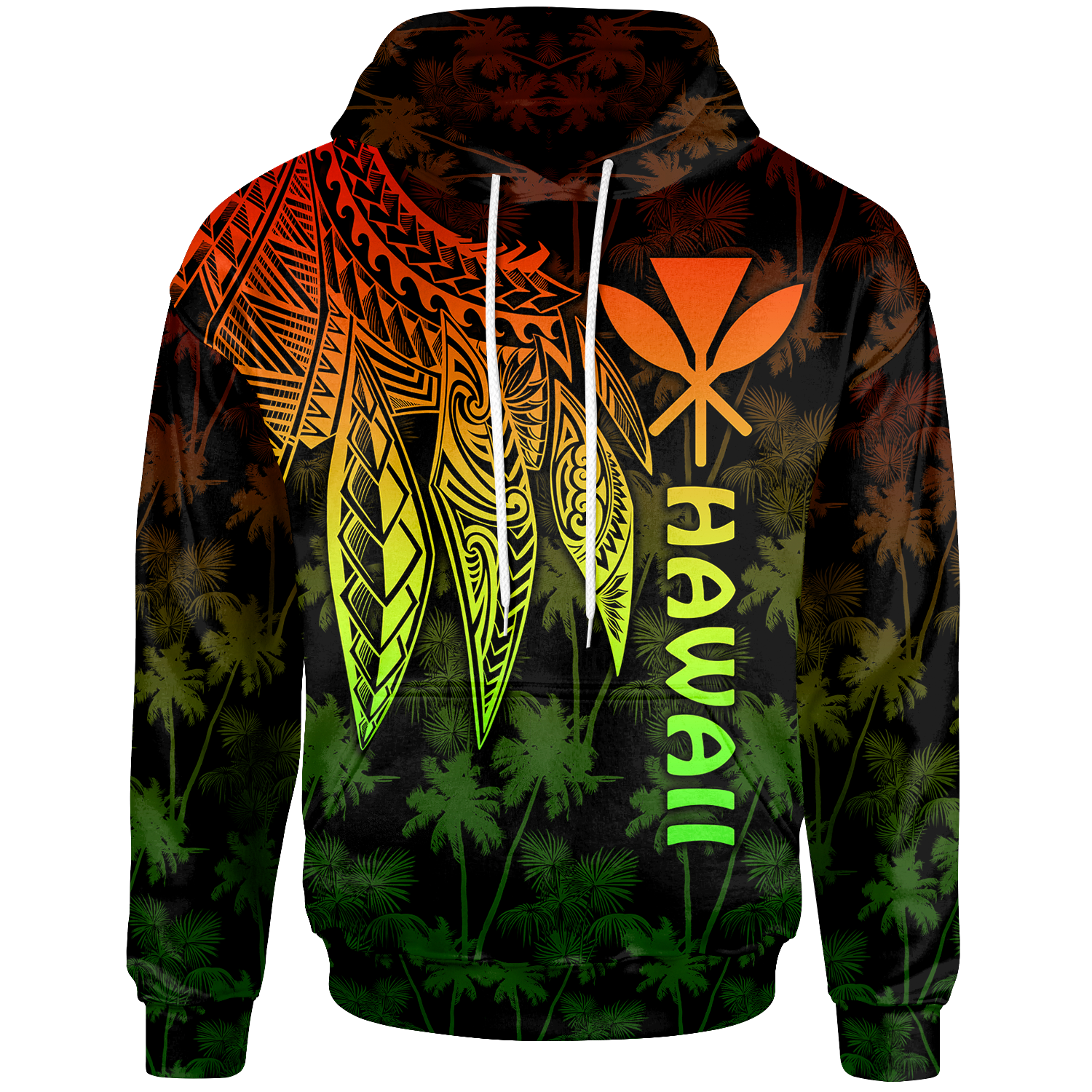 Polynesian Hawaii Kanaka Maoli Hoodie Polynesian Wings (Reggae) Unisex Reggae - Polynesian Pride