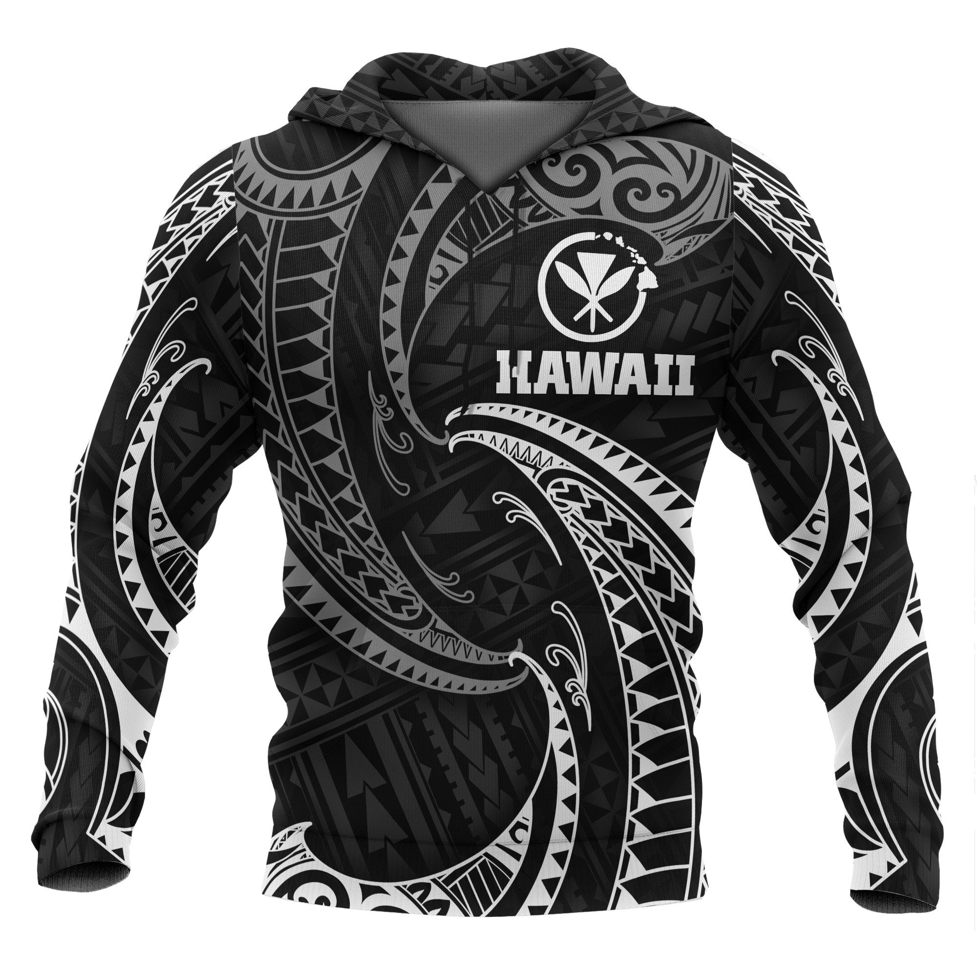 Hawaii Polynesian Hoodie White Tribal Wave White - Polynesian Pride