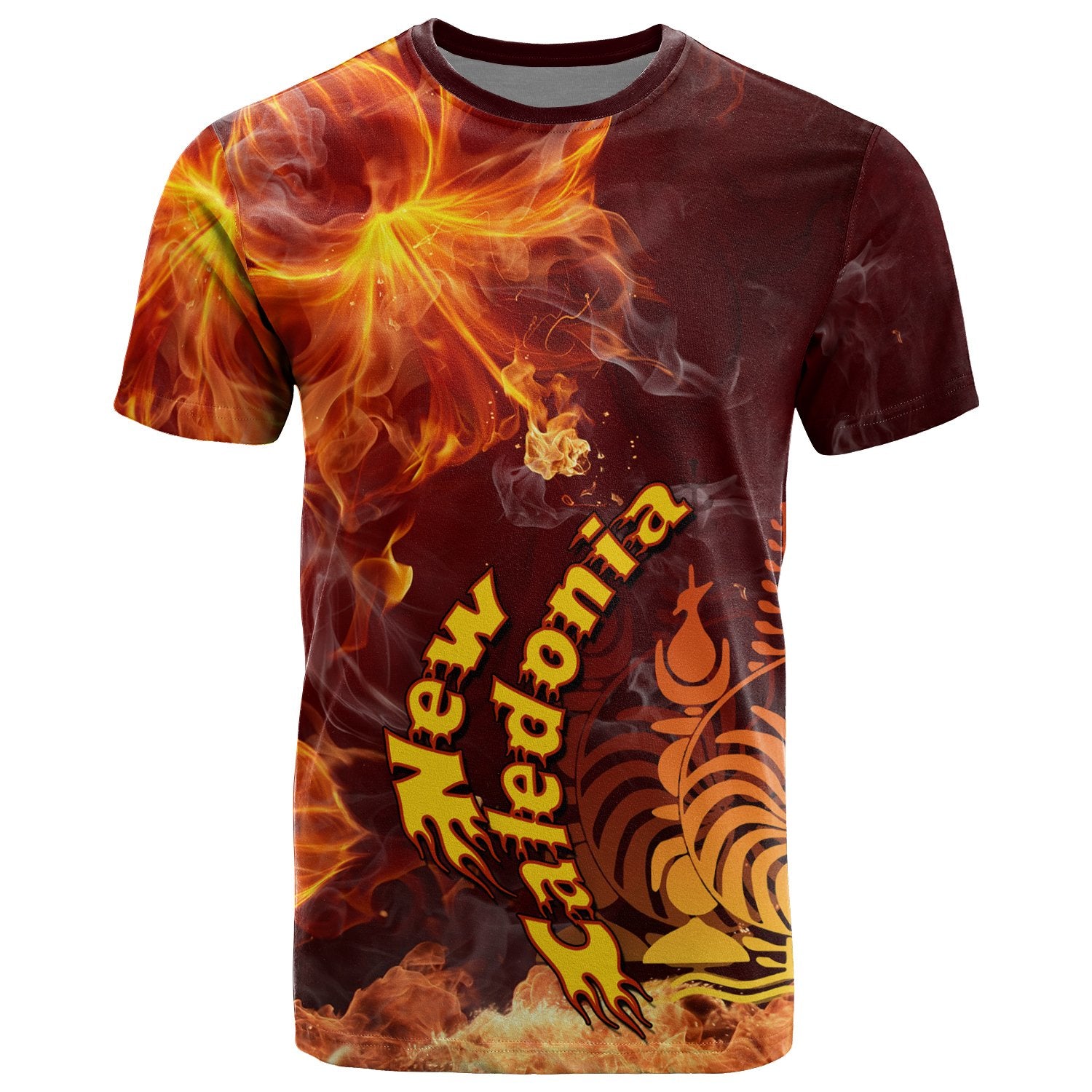 New Caledonia Polynesian T Shirt Fire Hibiscus Unisex Red - Polynesian Pride