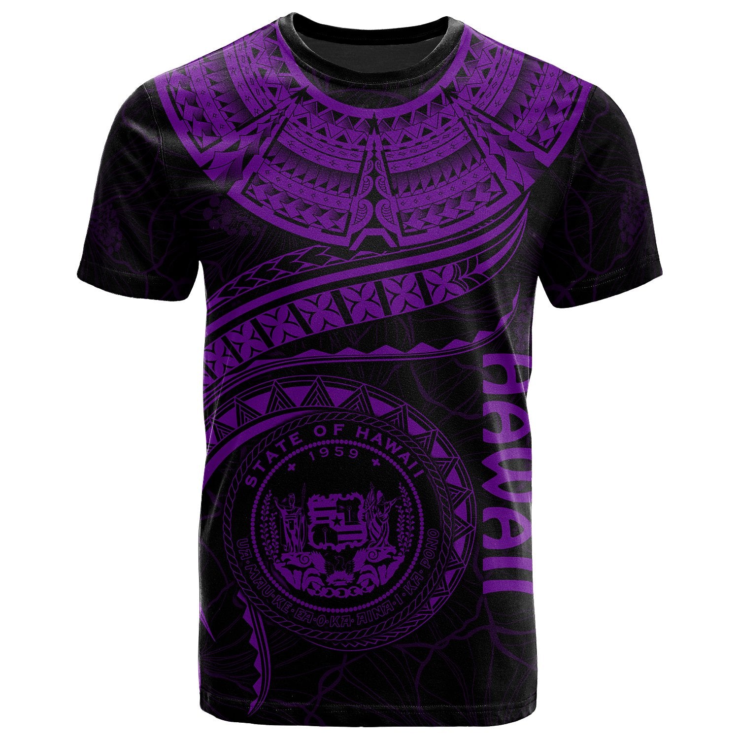 Polynesian Hawaii T Shirt Hawaiian Waves (Purple) Unisex Purple - Polynesian Pride