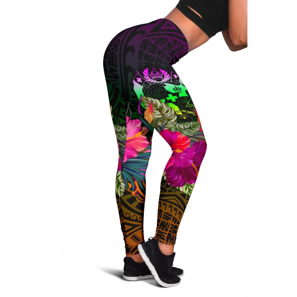 Tonga Polynesian Personsalised Leggings - Summer Hibiscus Reggae - Polynesian Pride