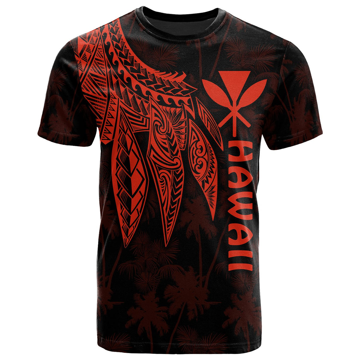Polynesian Hawaii Kanaka Maoli T shirt Polynesian Wings (Red) Unisex Red - Polynesian Pride
