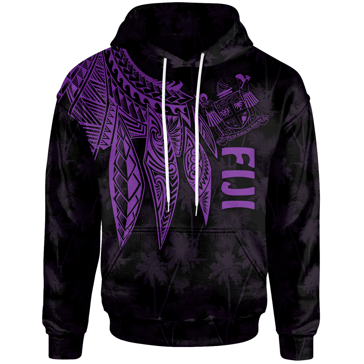 Fiji Hoodie Polynesian Wings (Purple) Unisex Blue - Polynesian Pride
