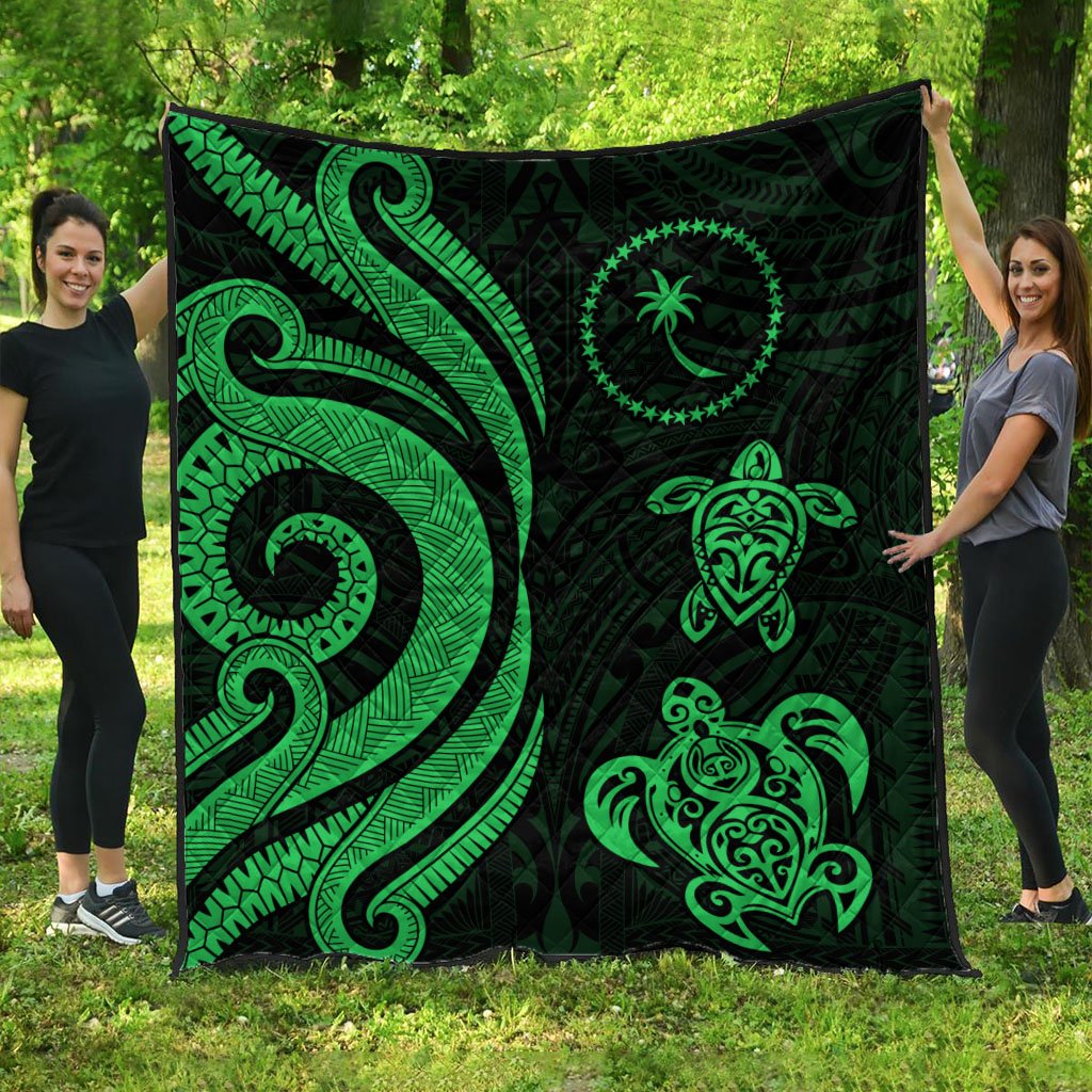 Chuuk Micronesian Premium Quilt - Green Tentacle Turtle Green - Polynesian Pride