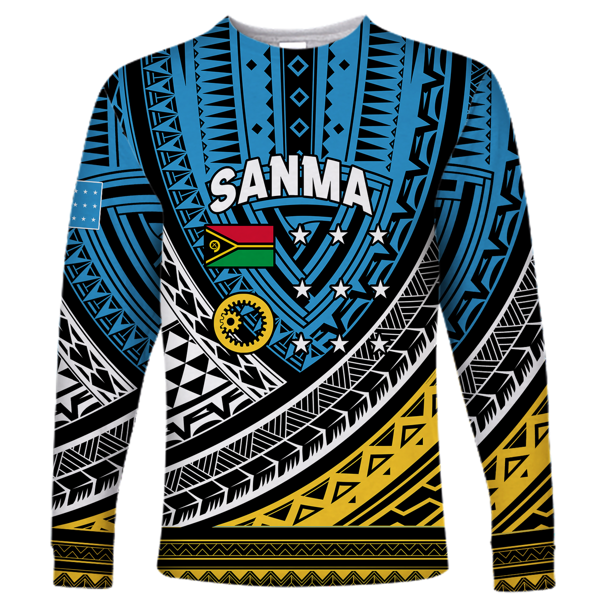 (Custom Personalised) Vanuatu Sanma Province Tribal Pattern Long Sleeve Shirt - LT12 Unisex Blue - Polynesian Pride