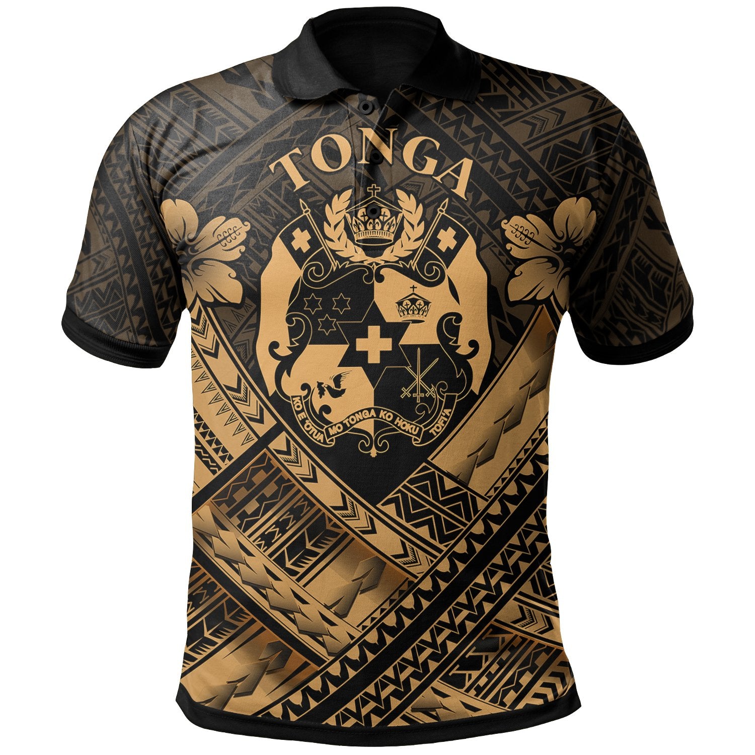 Tonga Polynesian Polo Shirt Tonga Gold Seal Camisole Hibiscus Style Unisex Blue - Polynesian Pride