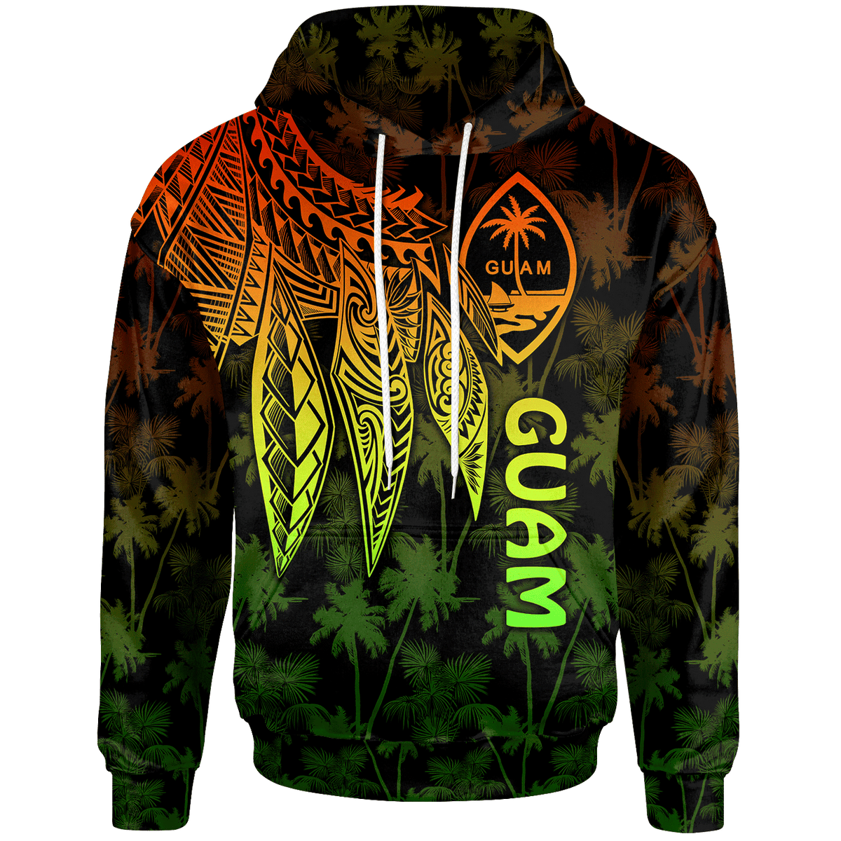 Guam Hoodie Polynesian Wings (Reggae) Unisex Reggae - Polynesian Pride