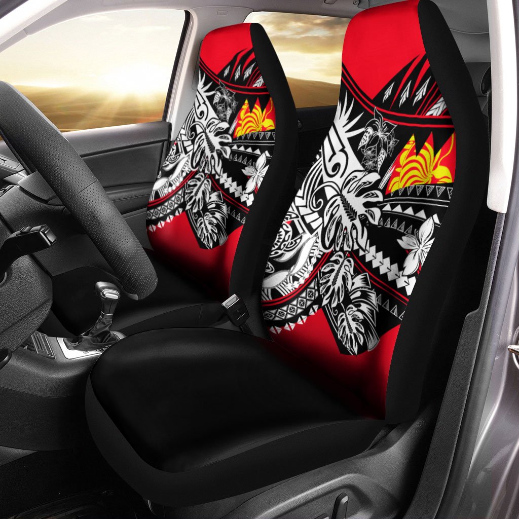 New Caledonia Car Seat Cover - Tribal Jungle Pattern Universal Fit Black - Polynesian Pride