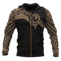 Yap Micronesian Zip up Hoodie Gold Heart Shield Unisex GOLD - Polynesian Pride