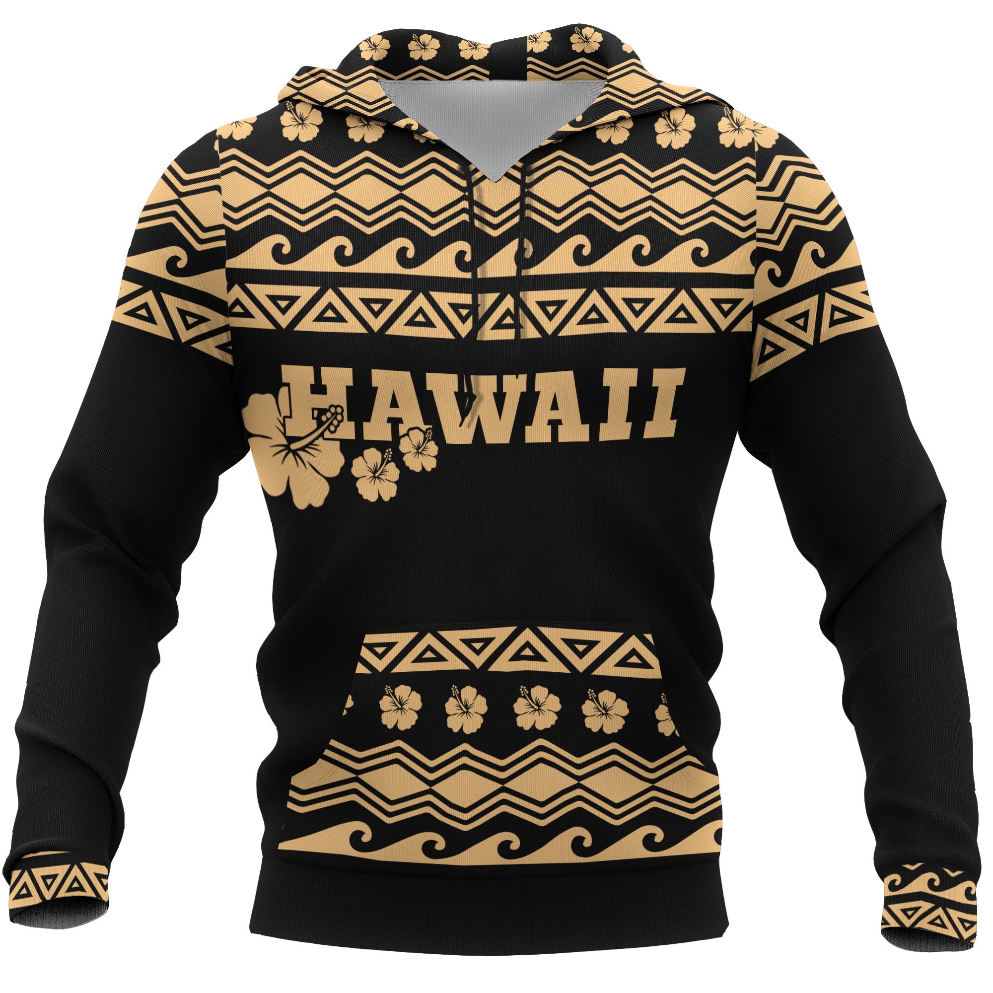 Polynesian Hawaii All Over Hoodie Yellow Unisex Yellow - Polynesian Pride