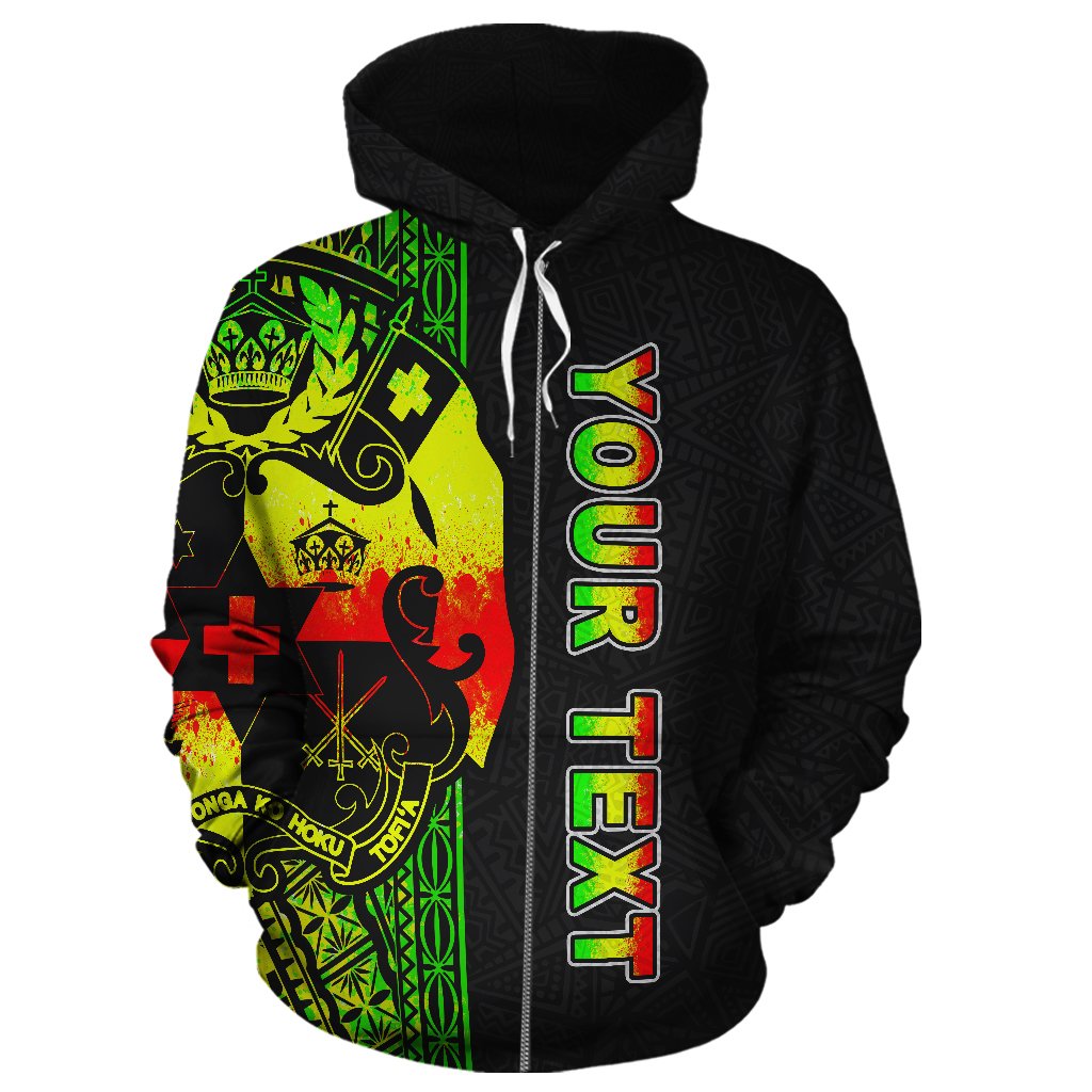 Tonga Polynesian Custom Zip up Hoodie Reggae Line - Polynesian Pride