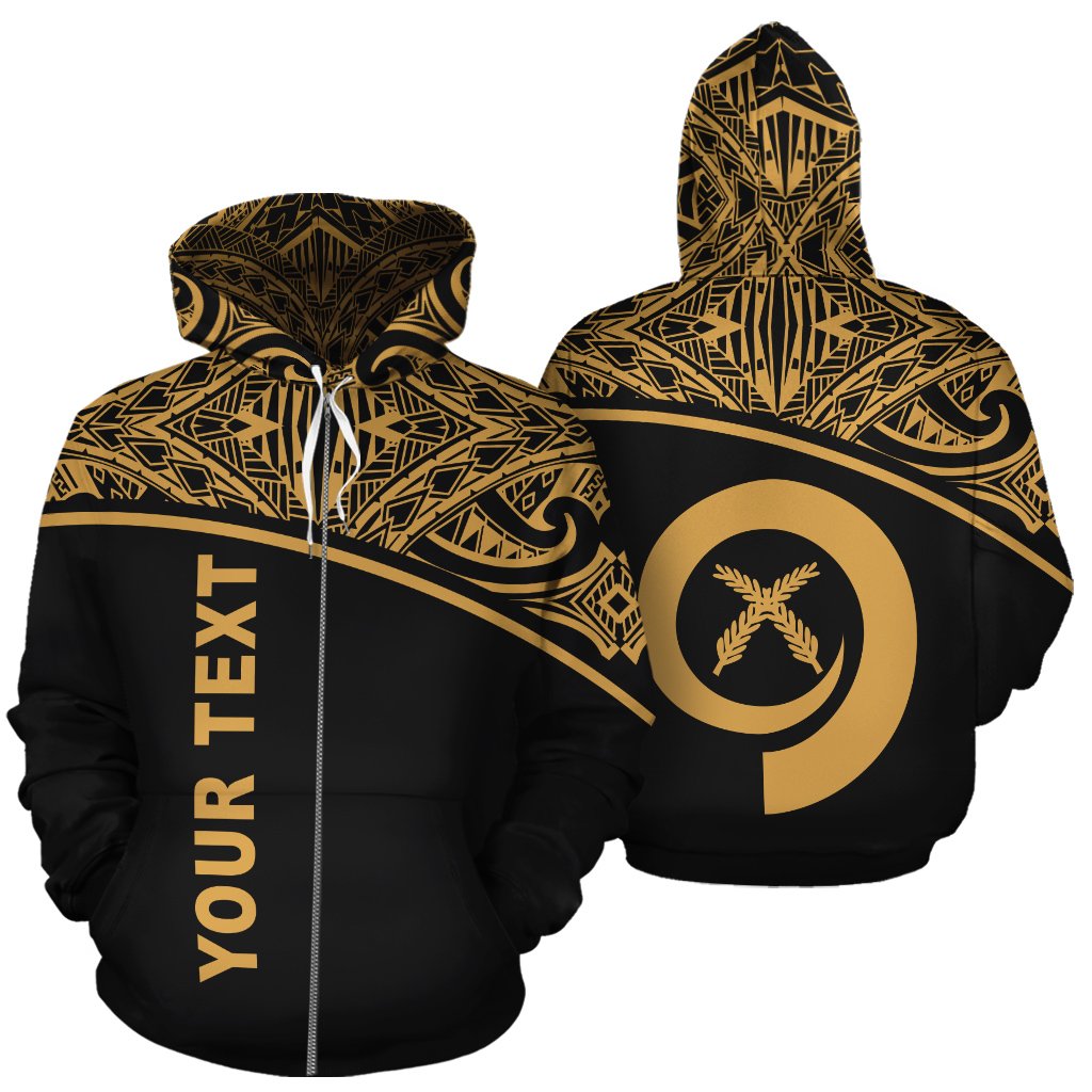 Vanuatu Polynesian Custom Zip up Hoodie Gold Curve Unisex Gold - Polynesian Pride