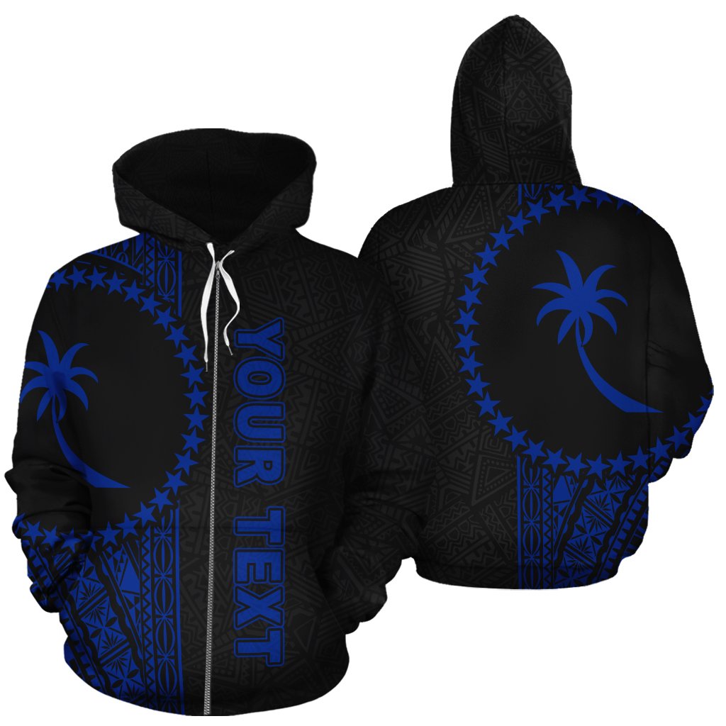 Chuuk Polynesian Custom Zip up Hoodie Blue Line Unisex Blue - Polynesian Pride