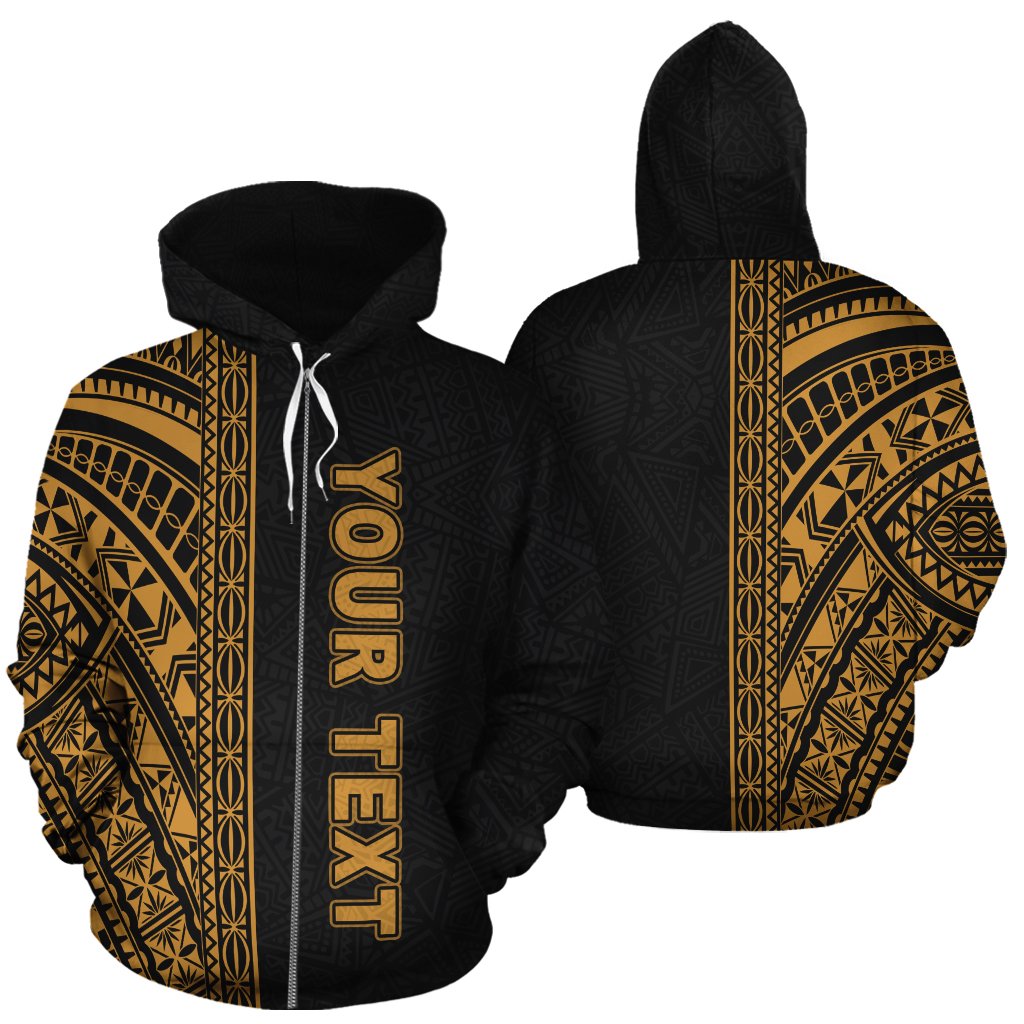 Polynesian Custom Zip up Hoodie Yellow Poly Line Unisex Yellow - Polynesian Pride