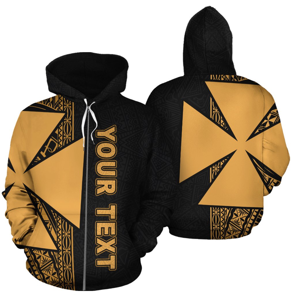 Wallis and Futuna Polynesian Custom Zip up Hoodie Yellow Line Unisex Yellow - Polynesian Pride