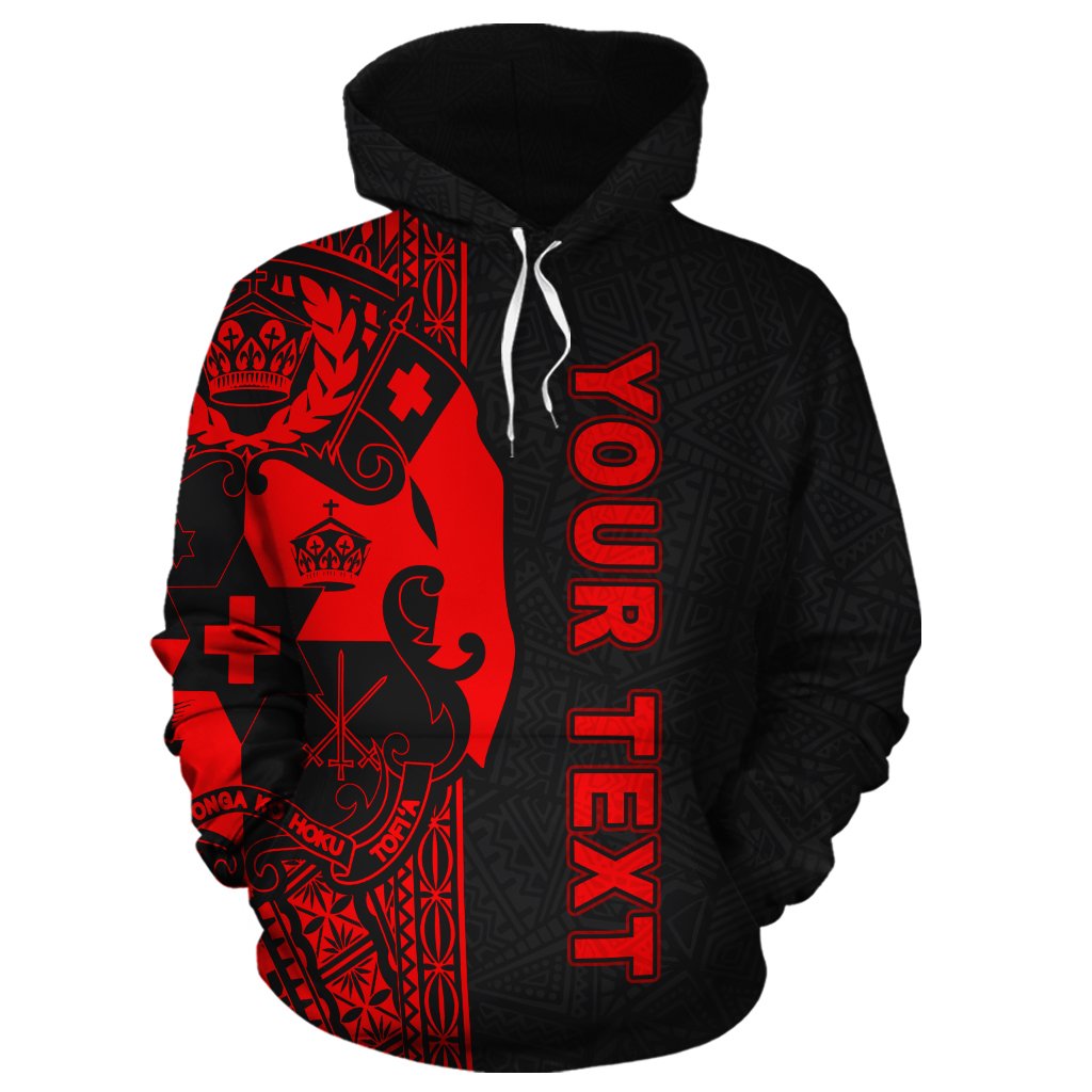 Tonga Custom Polynesian Hoodie Red Line - Polynesian Pride
