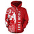 Tonga Polynesian Custom Zip up Hoodie Red White Line - Polynesian Pride