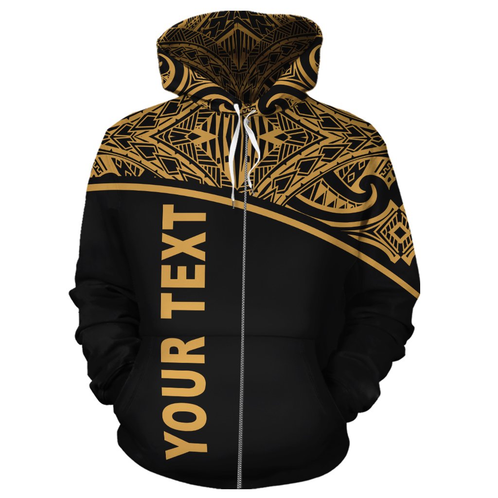 Nauru Polynesian Custom Zip up Hoodie Gold Curve - Polynesian Pride