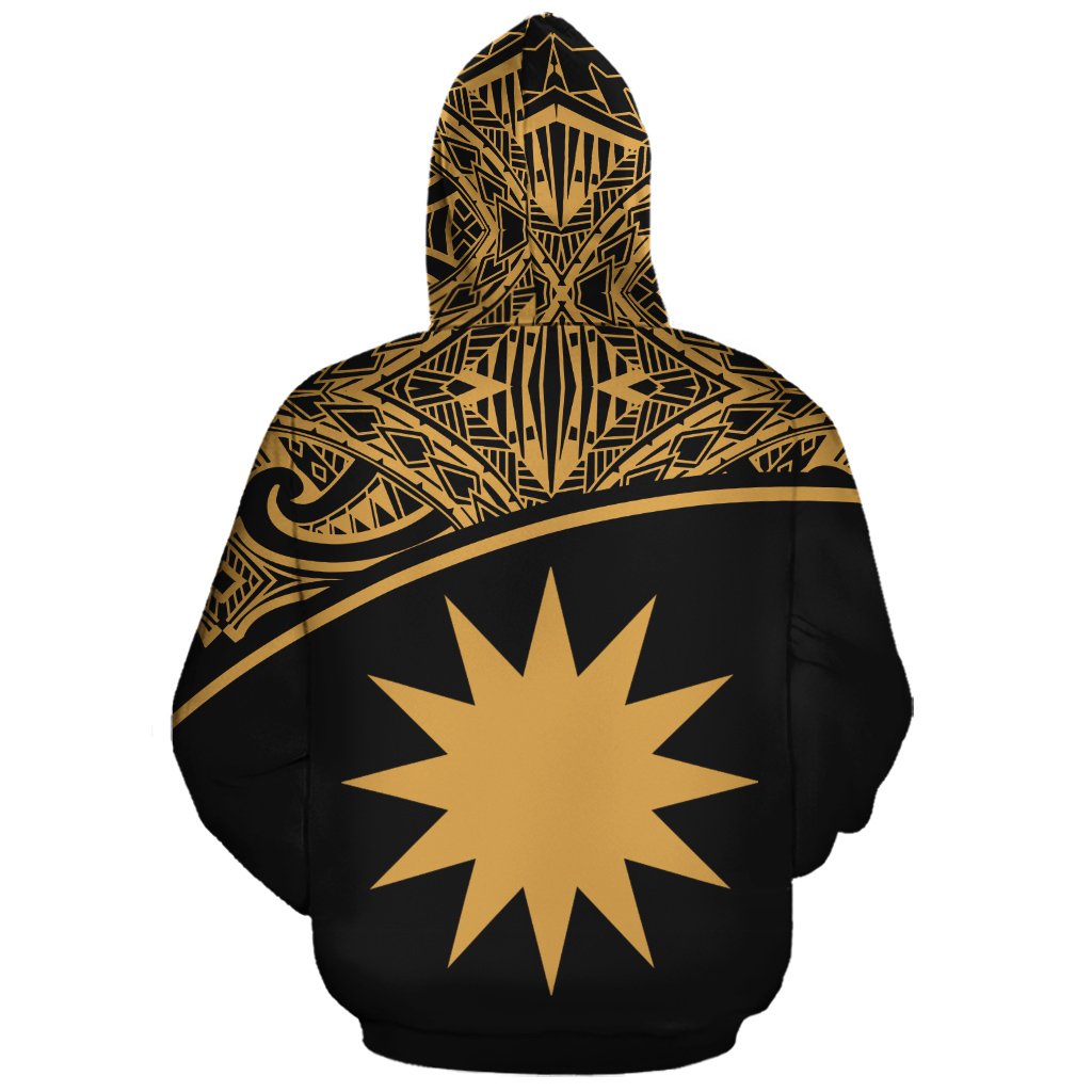 Nauru Polynesian Custom Zip up Hoodie Gold Curve - Polynesian Pride