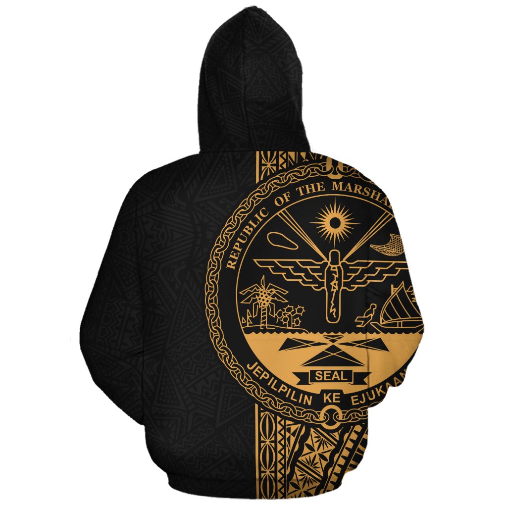 Marshall Islands Polynesian Custom Hoodie Yellow Line - Polynesian Pride