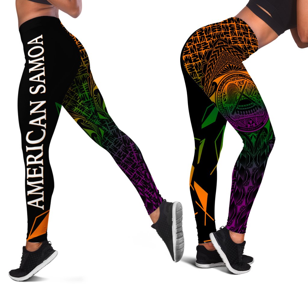 American Samoa Legging - AS Seal Rocket Style Black - Polynesian Pride