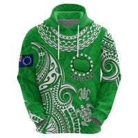 Custom Rarotonga Cook Islands Polynesian Turtle Art Hoodie LT14 Zip Hoodie Green - Polynesian Pride
