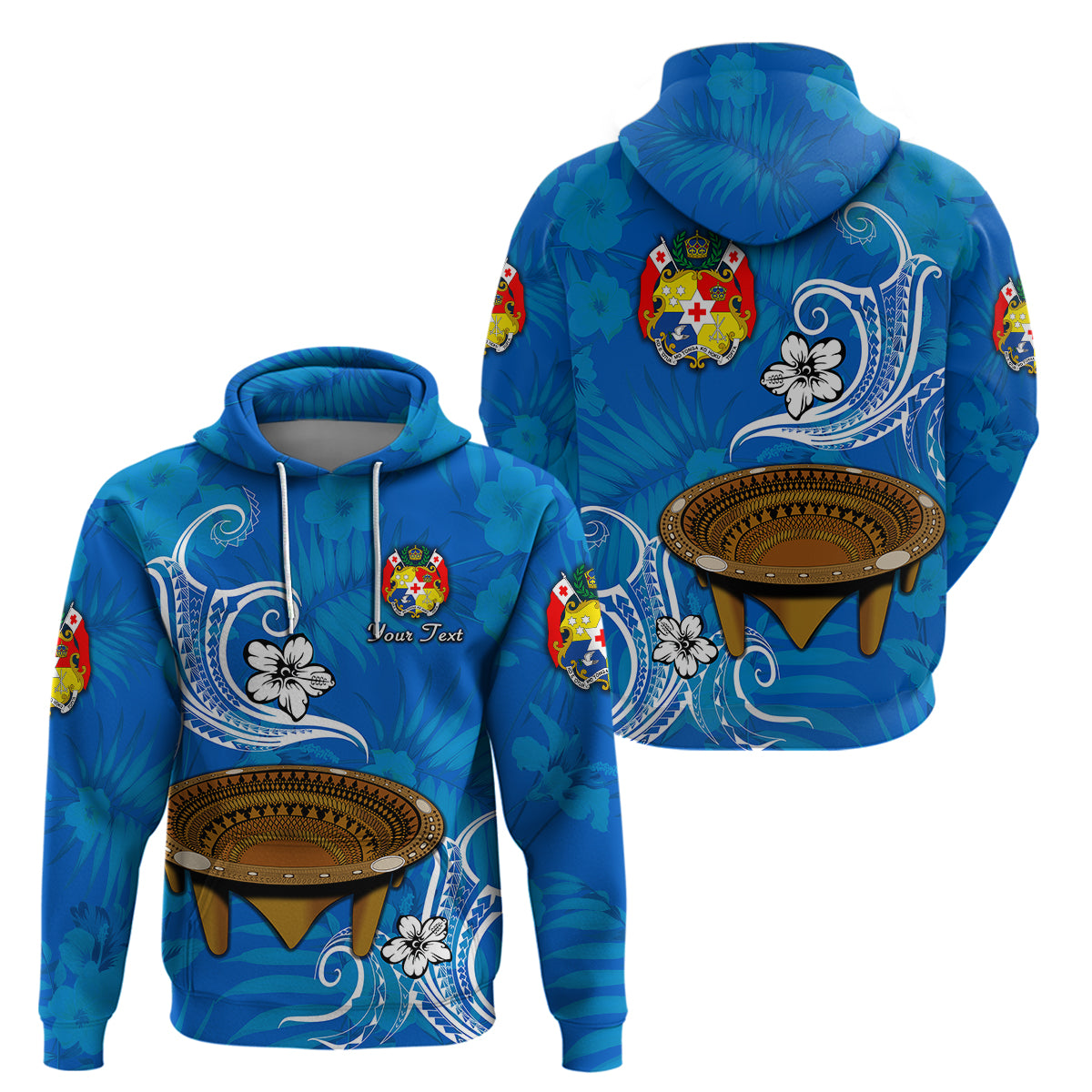 Custom Tonga Kumete Kava Bowl Sila Vibes Blue Hoodie LT8 Pullover Hoodie Blue - Polynesian Pride