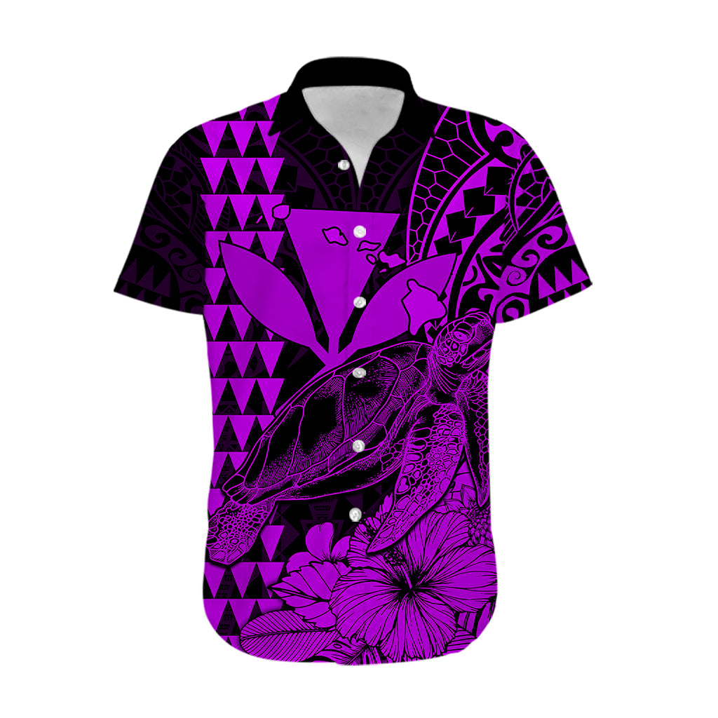 Kakau Polynesian Tribal Hawaiian Turtle with Kanaka Maoli Purple Hawaiian Shirt LT9 - Polynesian Pride