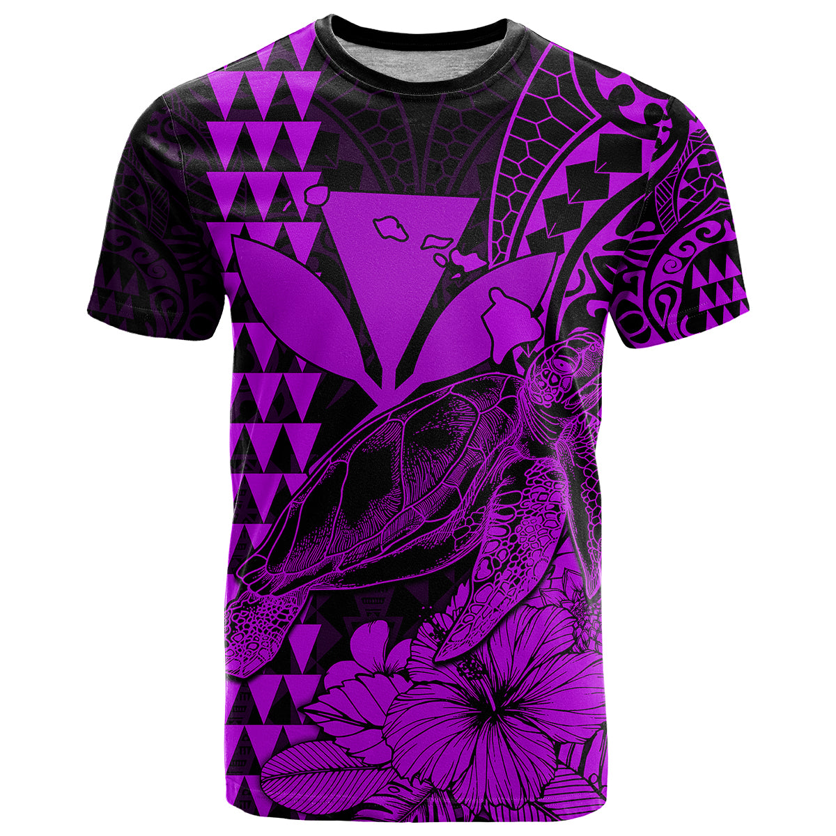 Kakau Polynesian Tribal Hawaiian Turtle with Kanaka Maoli Purple T Shirt LT9 Purple - Polynesian Pride