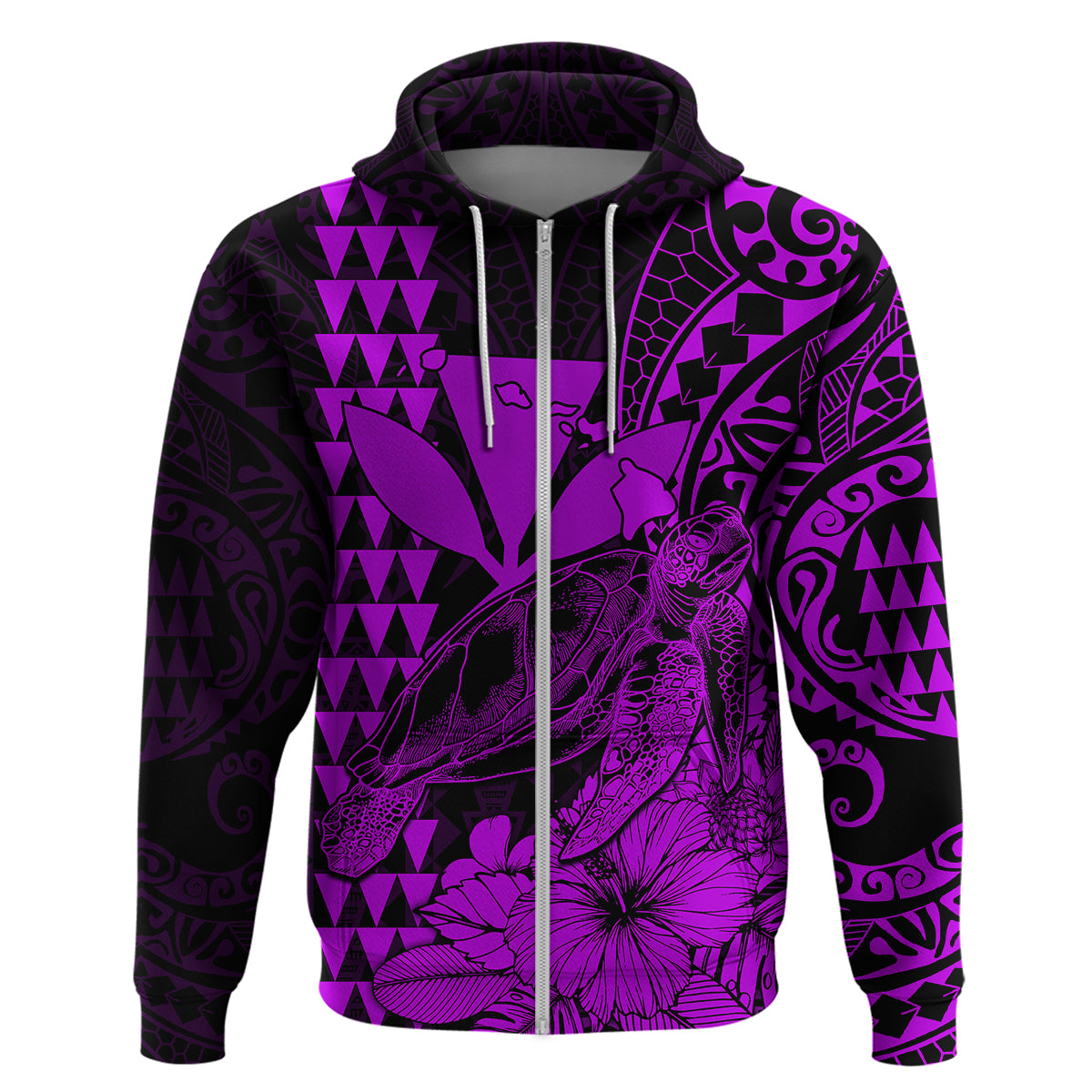 Kakau Polynesian Tribal Hawaiian Turtle with Kanaka Maoli Purple Hoodie LT9 - Polynesian Pride