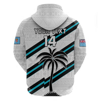 (Custom Text and Number) Fiji Rugby Tapa Pattern Fijian 7s White Hoodie LT14 - Polynesian Pride