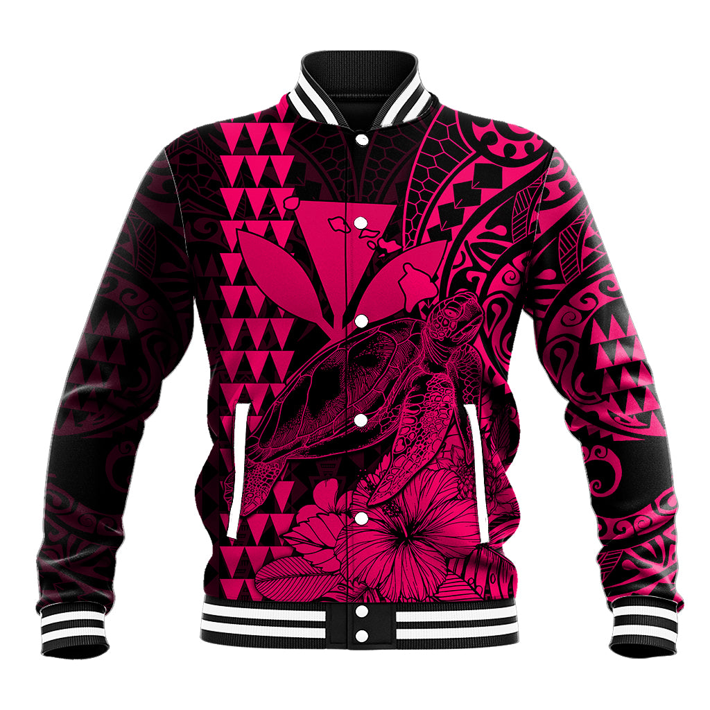 Kakau Polynesian Tribal Hawaiian Turtle with Kanaka Maoli Pink Baseball Jacket LT9 Unisex Pink - Polynesian Pride