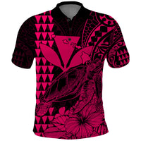 Kakau Polynesian Tribal Hawaiian Turtle with Kanaka Maoli Pink Polo Shirt LT9 Pink - Polynesian Pride