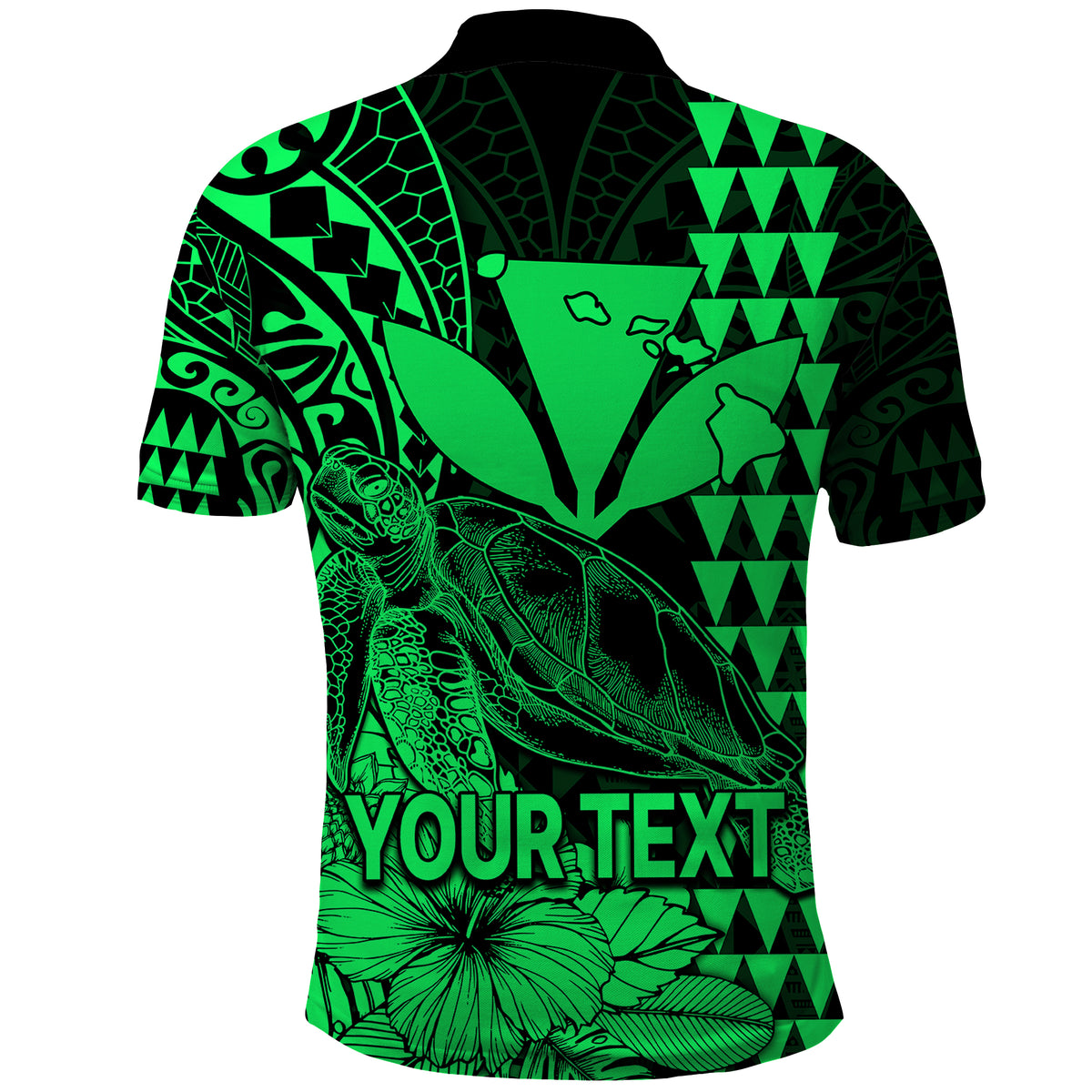 Custom Kakau Polynesian Tribal Hawaiian Turtle with Kanaka Maoli Green Polo Shirt LT9 - Polynesian Pride