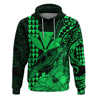 Custom Kakau Polynesian Tribal Hawaiian Turtle with Kanaka Maoli Green Hoodie LT9 - Polynesian Pride