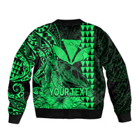 (Custom Personalised) Kakau Polynesian Tribal Hawaiian Turtle with Kanaka Maoli Green Bomber Jacket LT9 - Polynesian Pride