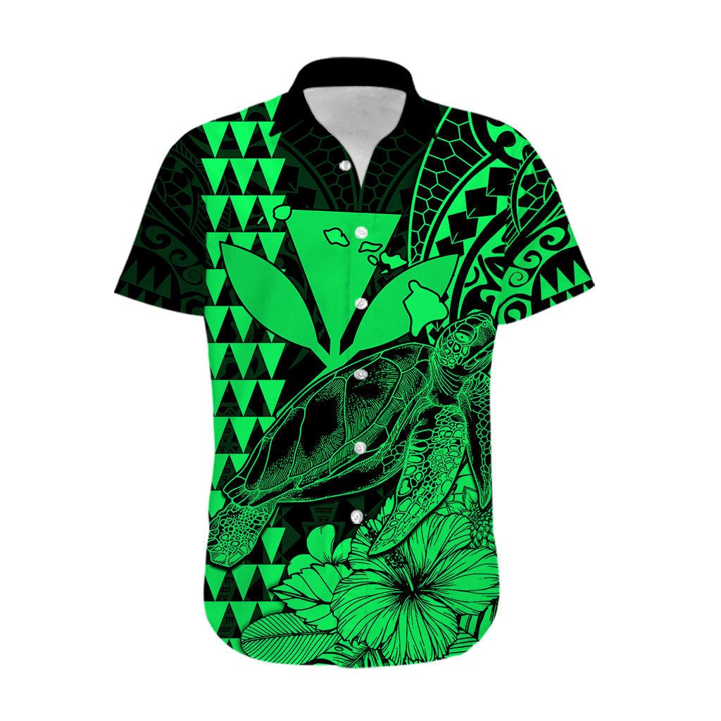 Kakau Polynesian Tribal Hawaiian Turtle with Kanaka Maoli Green Hawaiian Shirt LT9 - Polynesian Pride