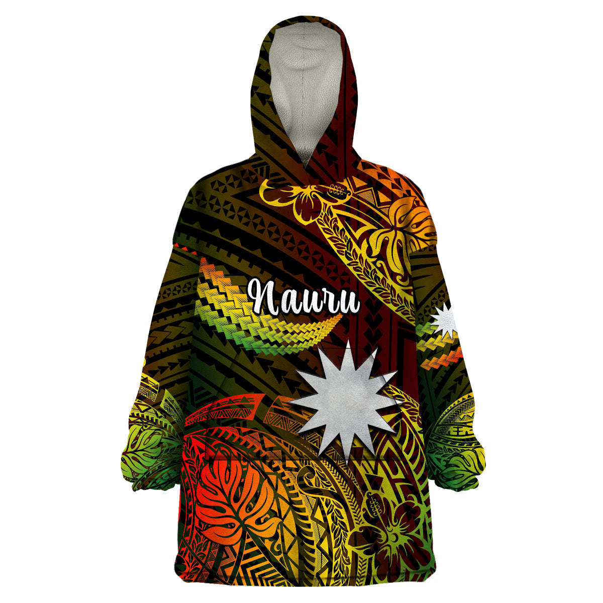 (Custom Personalised) Nauru Polynesian Hibiscus Naoero Reggae Wearable Blanket Hoodie LT14 Unisex One Size - Polynesian Pride