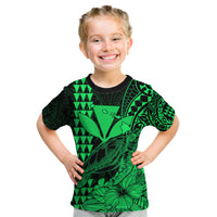 Kakau Polynesian Tribal Hawaiian Turtle with Kanaka Maoli Green Kid T Shirt LT9 - Polynesian Pride