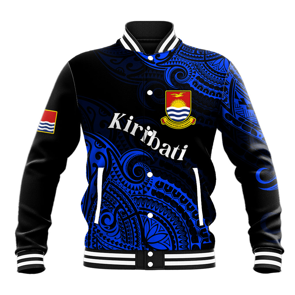 (Custom Personalised) Ribaberiki Kiribati Coat Of Arms Mix Blue Polynesian Baseball Jacket LT14 Unisex Blue - Polynesian Pride