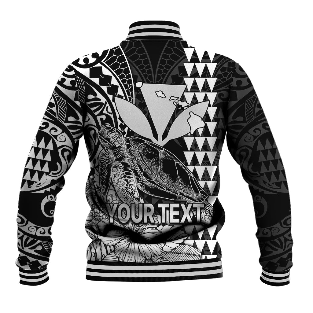 (Custom Personalised) Kakau Polynesian Tribal Hawaiian Turtle with Kanaka Maoli Black Baseball Jacket LT9 - Polynesian Pride