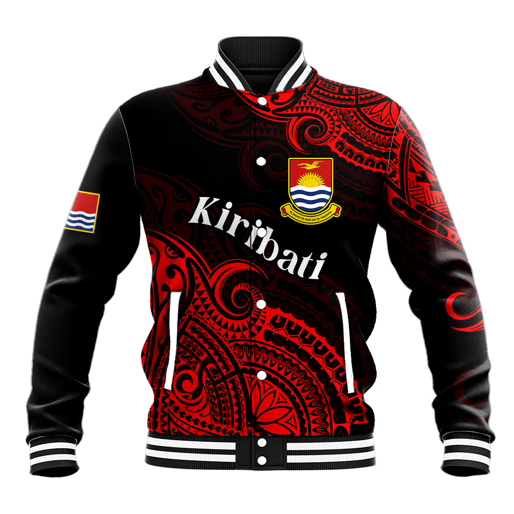 (Custom Personalised) Ribaberiki Kiribati Coat Of Arms Mix Red Polynesian Baseball Jacket LT14 Unisex Red - Polynesian Pride