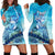 Mother and Baby Whale Mix Polynesian Style Hoodie Dress TS07 Blue - Polynesian Pride