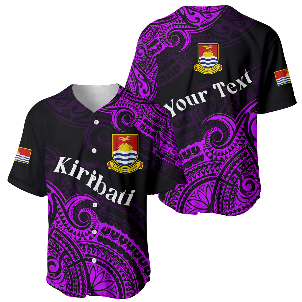 (Custom Personalised) Ribaberiki Kiribati Coat Of Arms Mix Purple Polynesian Baseball Jersey LT14 Purple - Polynesian Pride