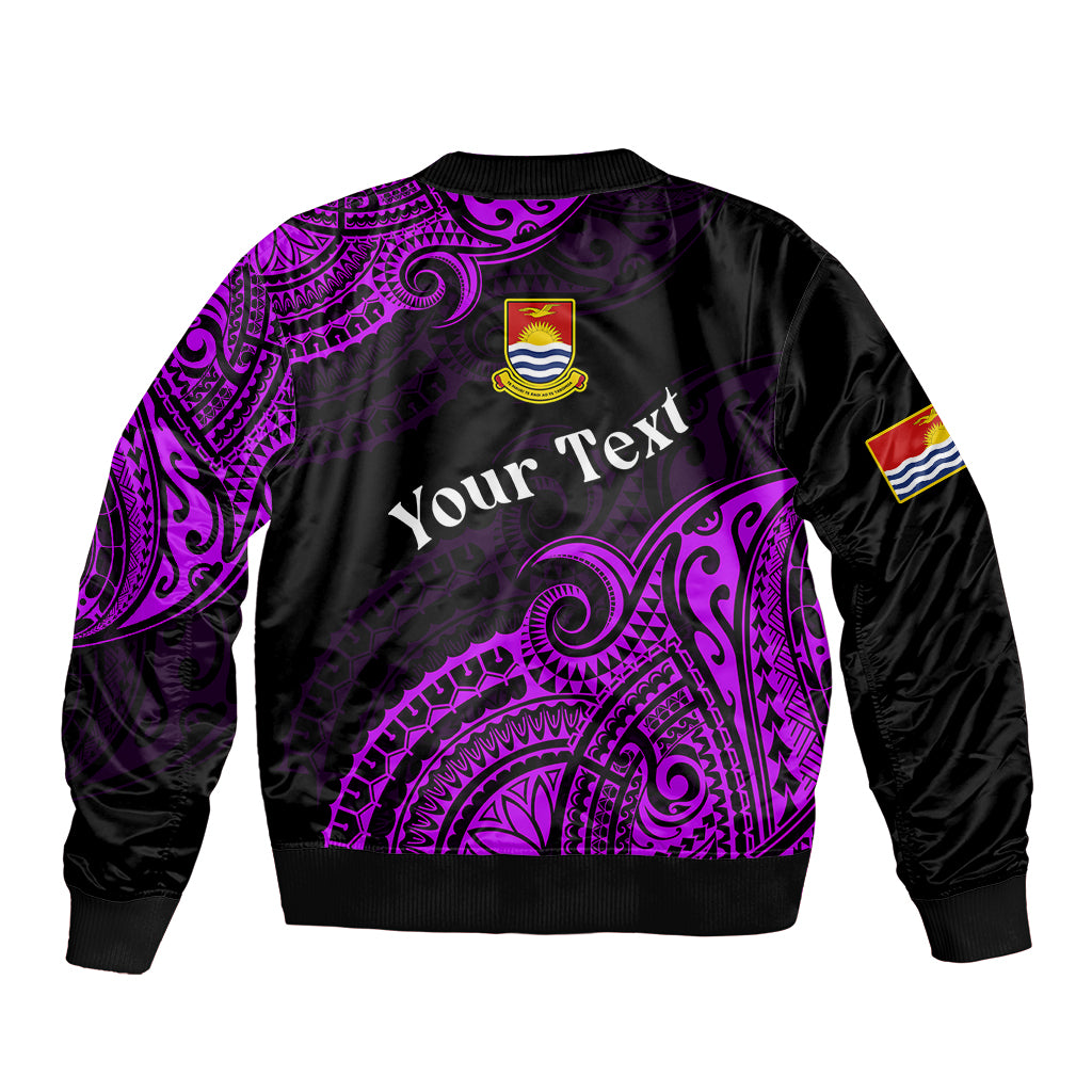 (Custom Personalised) Ribaberiki Kiribati Coat Of Arms Mix Purple Polynesian Sleeve Zip Bomber Jacket LT14 - Polynesian Pride