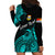 (Custom Personalised) Ribaberiki Kiribati Coat Of Arms Mix Cyan Polynesian Hoodie Dress LT14 - Polynesian Pride