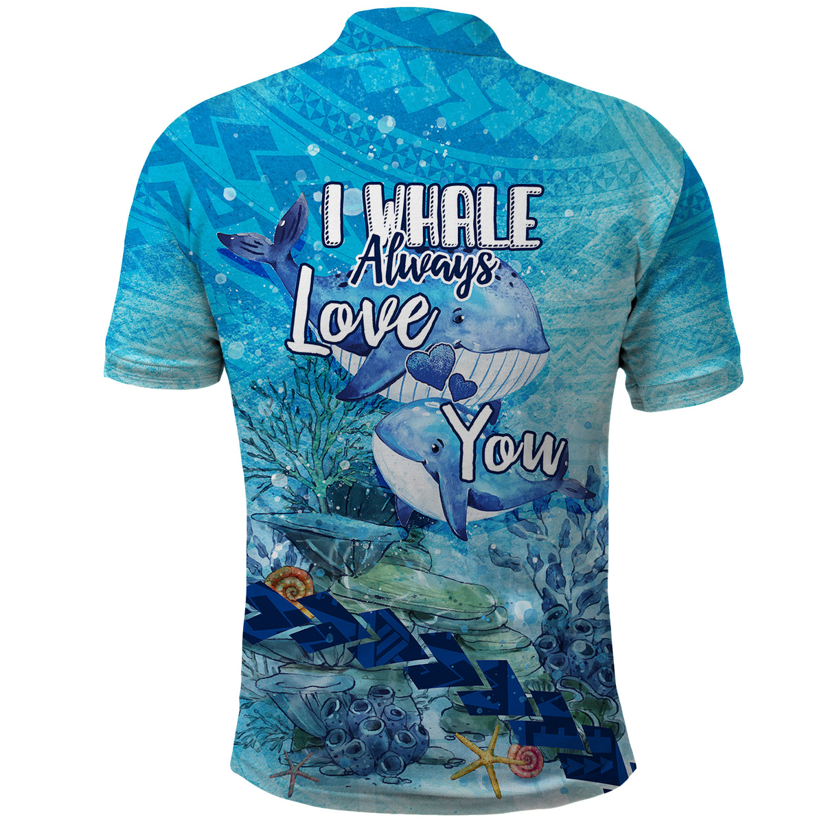 Mother and Baby Whale Mix Polynesian Style Polo Shirt TS07 - Polynesian Pride