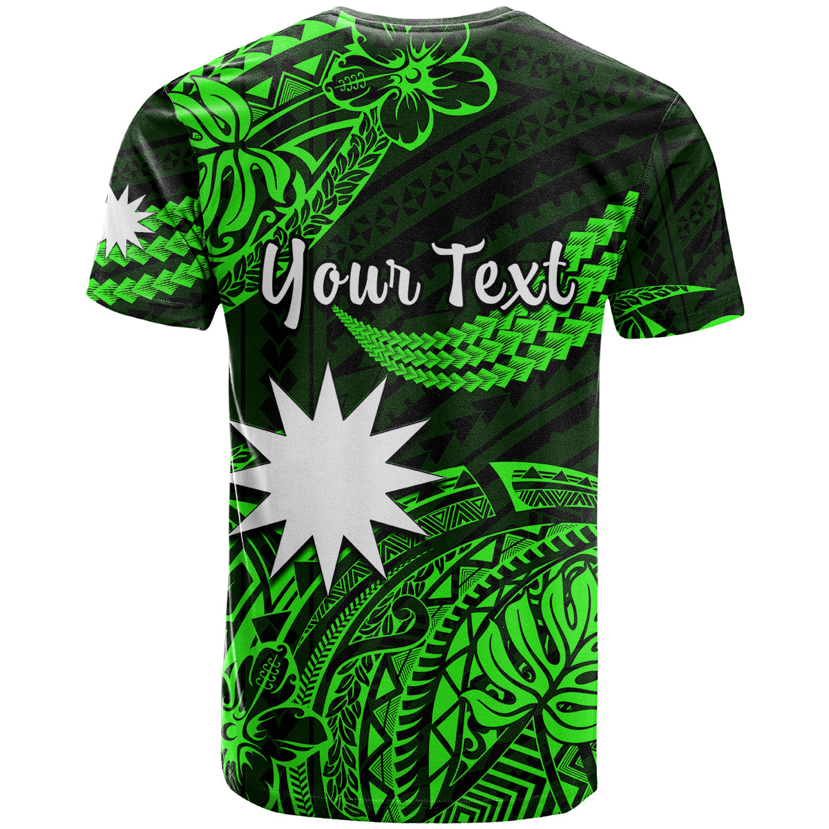 Custom Nauru Polynesian Hibiscus Naoero Green T Shirt LT14 - Polynesian Pride