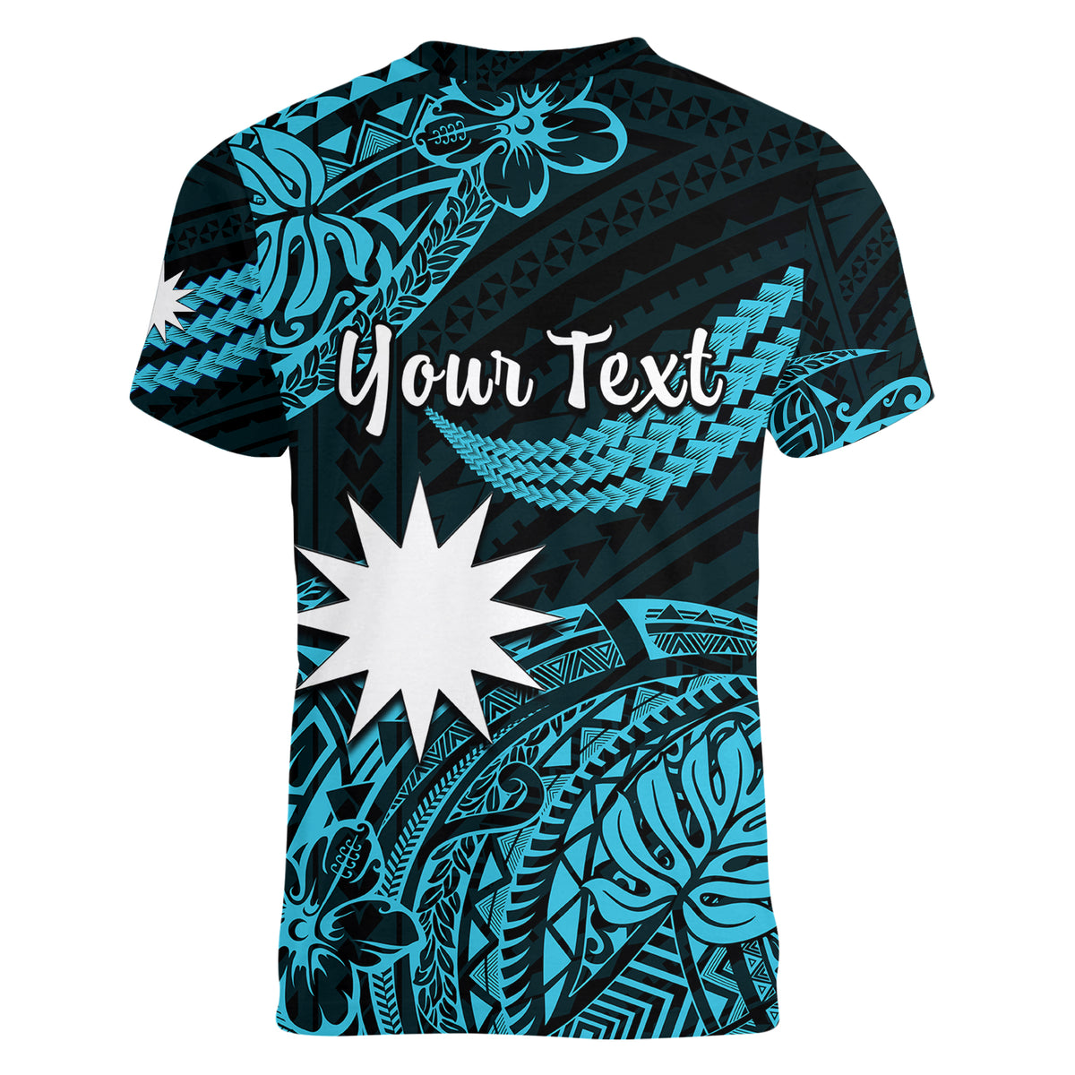 (Custom Personalised) Nauru Polynesian Hibiscus Naoero Turquoise Women V Neck T Shirt LT14 - Polynesian Pride
