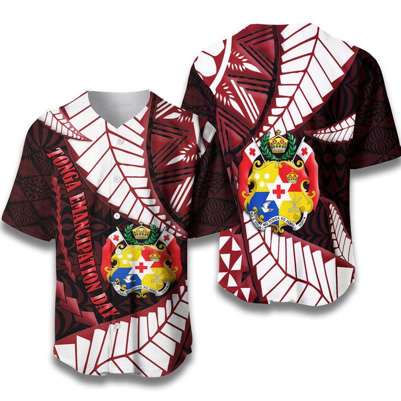 Tonga Emancipation Day Baseball Jersey Kupesi Pattern No.2 Black LT9 6XL - Polynesian Pride